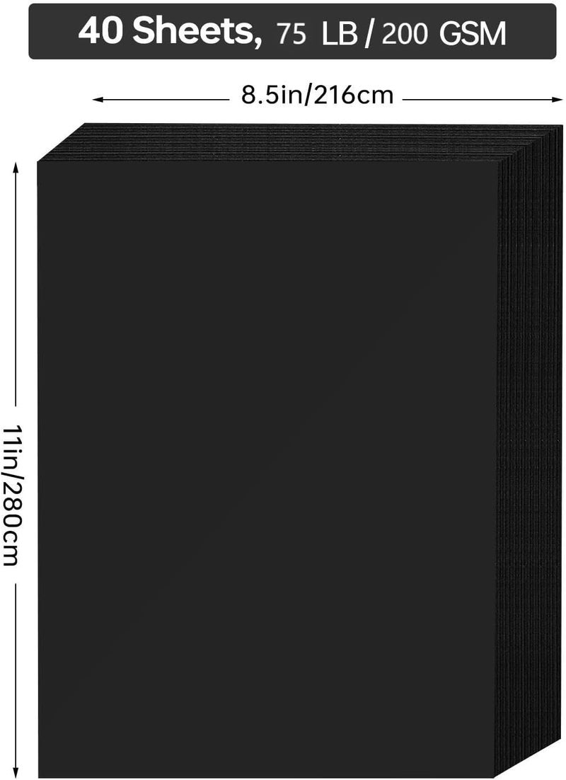 ALEWAPO Black Cardstock 8.5 x 11 Thick Paper, 40 Sheets, ThickPaper 75 LB/200 GSM, Cardstock Printer Paper 8.5 x 11, Black Card Stock for Invitations, Menus, Wedding, DIY Cards - Image 2